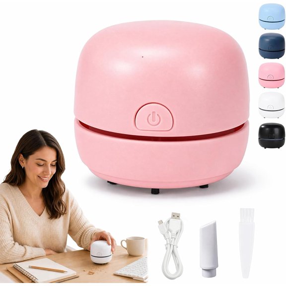 Portable Mini Desk Vacuum Cleaner, Compact Desktop Vacuum Cleaner USB Recharging, Low Noise Cute USB Vacuums for Cleaning Eraser Crumbs, Dust, Crumbs, Computer Keyboard and Car