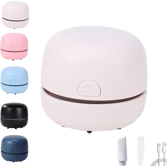 Portable Mini Desk Vacuum Cleaner, Efficiently Mini Handheld Vacuum Cleaner, 360° Rotating Suction, Fast USB-C Charging, Quiet Operation, for Keyboard/Car/Home/School/Office (White)