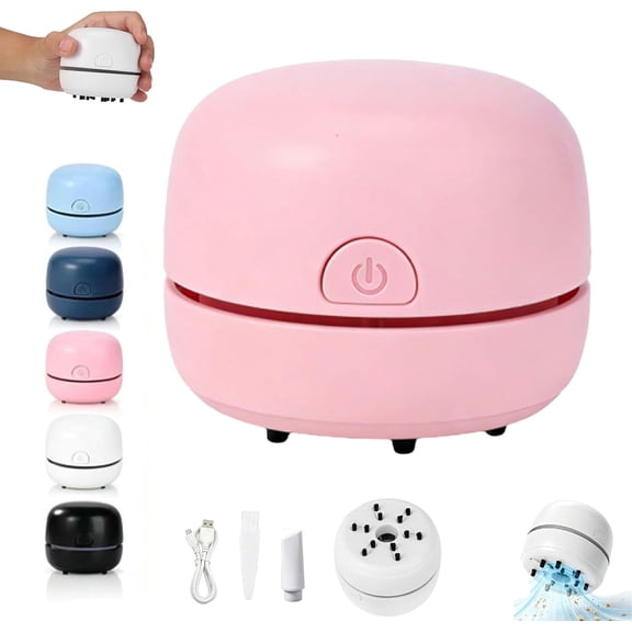 Portable Mini Desk Vacuum Cleaner, Keyboard Vacuum Cleaner, USB Rechargeable Powerful, Low Noise with Cleaning Brush for Keyboard, Computer, Car and Crumbs Cleaning