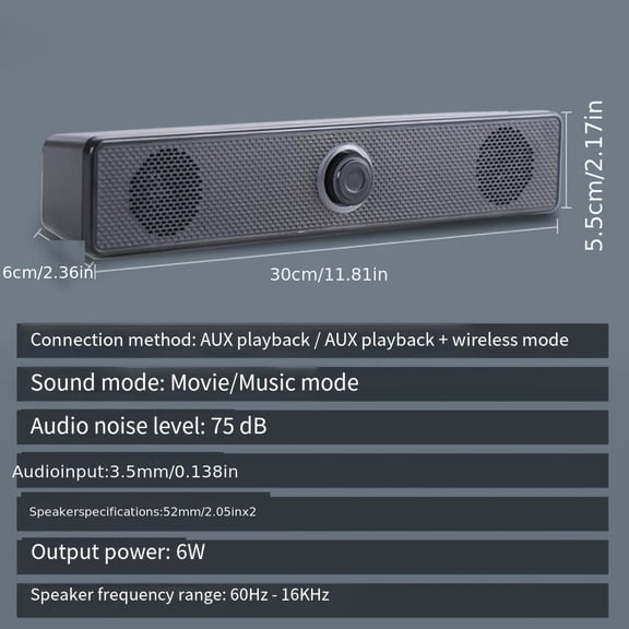 Portable Mini Desktop Speaker, 2.0 Channel HiFi Stereo Deep Bass Audio Stick, Button Controlled LED Ambient Light, USB & AUX Wired Connection, Multi-scene Speaker for Gaming, Home & Office Use