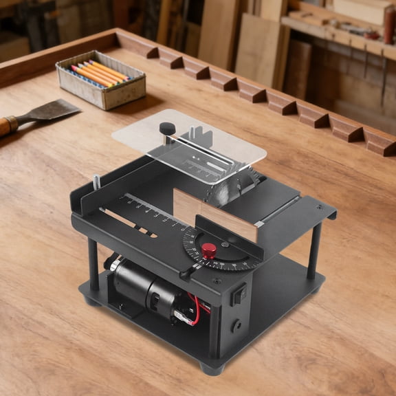 Portable Mini Desktop Table Saw, Multifunctional Electric Cutting Machine with Adjustable Speed Angle Cutting Depth, Craft Saw for Wood Acrylic Plastic Cutting
