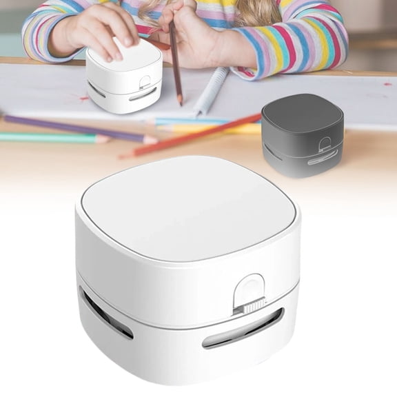 Portable Mini Desktop Vacuum Cleaner, 360° Rotating Dust Remover with USB Rechargeable Battery, 3kPa Suction for Keyboard, Car, Home Office, White, By Preplabs