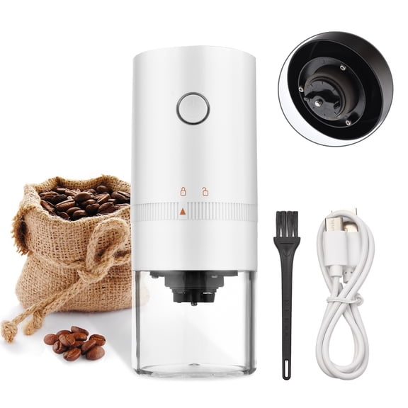 Portable Mini Electric Burr Coffee Grinder with Adjustable Coarse Fine Grinding Removable Chamber for Home Travel Office Coffee Shop