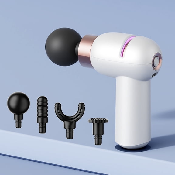 Portable Mini Electric Fascia Massage Gun, 6 Speed Levels Muscle Relief Massager with 4 Interchangeable Massage Heads, USB Rechargeable for Gym Office Travel