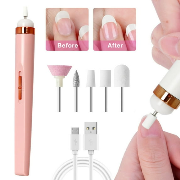 NOBRAND Portable Battery Nail Drill with Five Heads, Gold