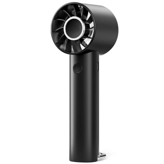 Portable Mini Fan, Handheld Fan with LED Display & Flashlight, 3 Speeds 2000mAh USB Rechargeable Battery Fan (Black)