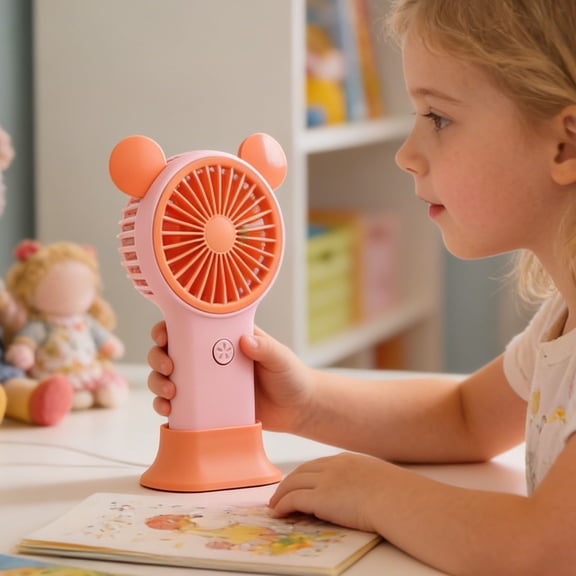 Portable Mini Fan Powerful Handheld Fan Mini Mouse With Colorful Lights Rechargeable Fan Pocke, Usb Rechargeable Pocket Size For Indoor Or Outdoor Activities,For Kids Girls