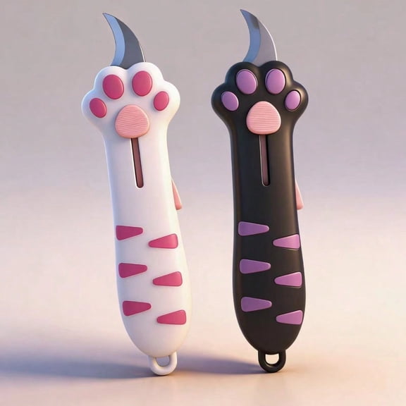 Portable Mini Folding Knife, Alloy Steel Blade, Cute Cat Paw Handle Design, Practical Pocket Knife for Crafts Office Packaging Scrapbooking, Ideal Small Gift for Craft Enthusiasts