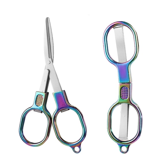 Portable Mini Folding Stainless Steel Scissors – Travel-Ready Compact Pocket Scissors with Key Ring, Versatile for Crafts, Grooming, and Everyday Use