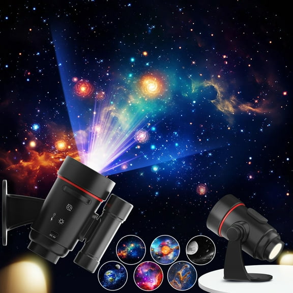 Portable Mini Galaxy Projector Night Light - Rechargeable Battery Operated Starry Sky Projector for Bedroom, Ceiling, Tent & Car Decor | Moon, Nebula, Solar System Effects