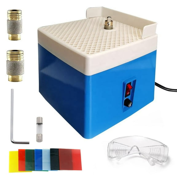 Portable Mini Glass Grinder with Goggles, Stained Grinder Machine for Diamond Ceramic Shell Art DIY, 5/8''& 1" Grinder Bits Included