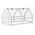 thumbnail image 1 of Portable Mini Greenhouse, Outdoor Garden with Large Zipper Doors and Water/UV PE Cover, 6' x 3' x 3', White, 1 of 7