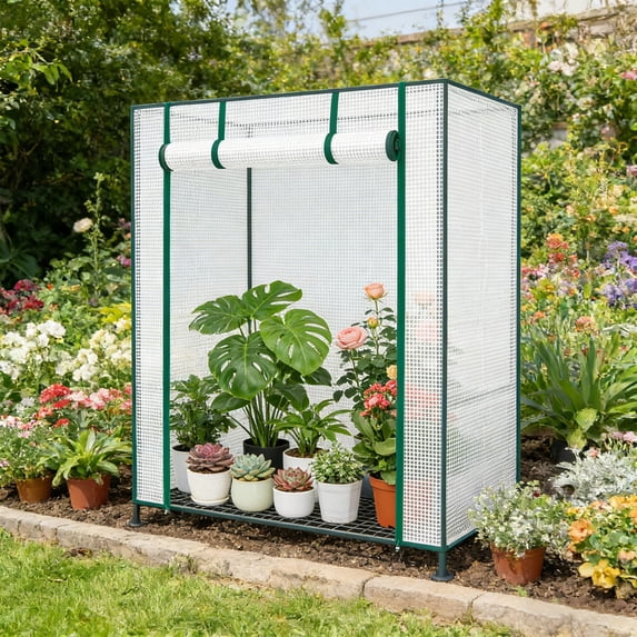 Portable Mini Greenhouse for Plants Indoor Outdoor | 4-Tier Clear Walk-In Garden Tent | Herb Flower Winter Frost Protection for Patio Yard Balcony