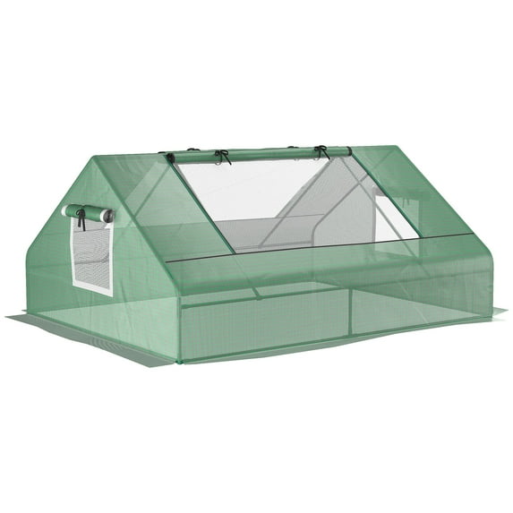Portable Mini Greenhouse with Zipper Windows, 71" x 55" x 32" Outdoor Plant Protection Cover for Flowers & Vegetables
