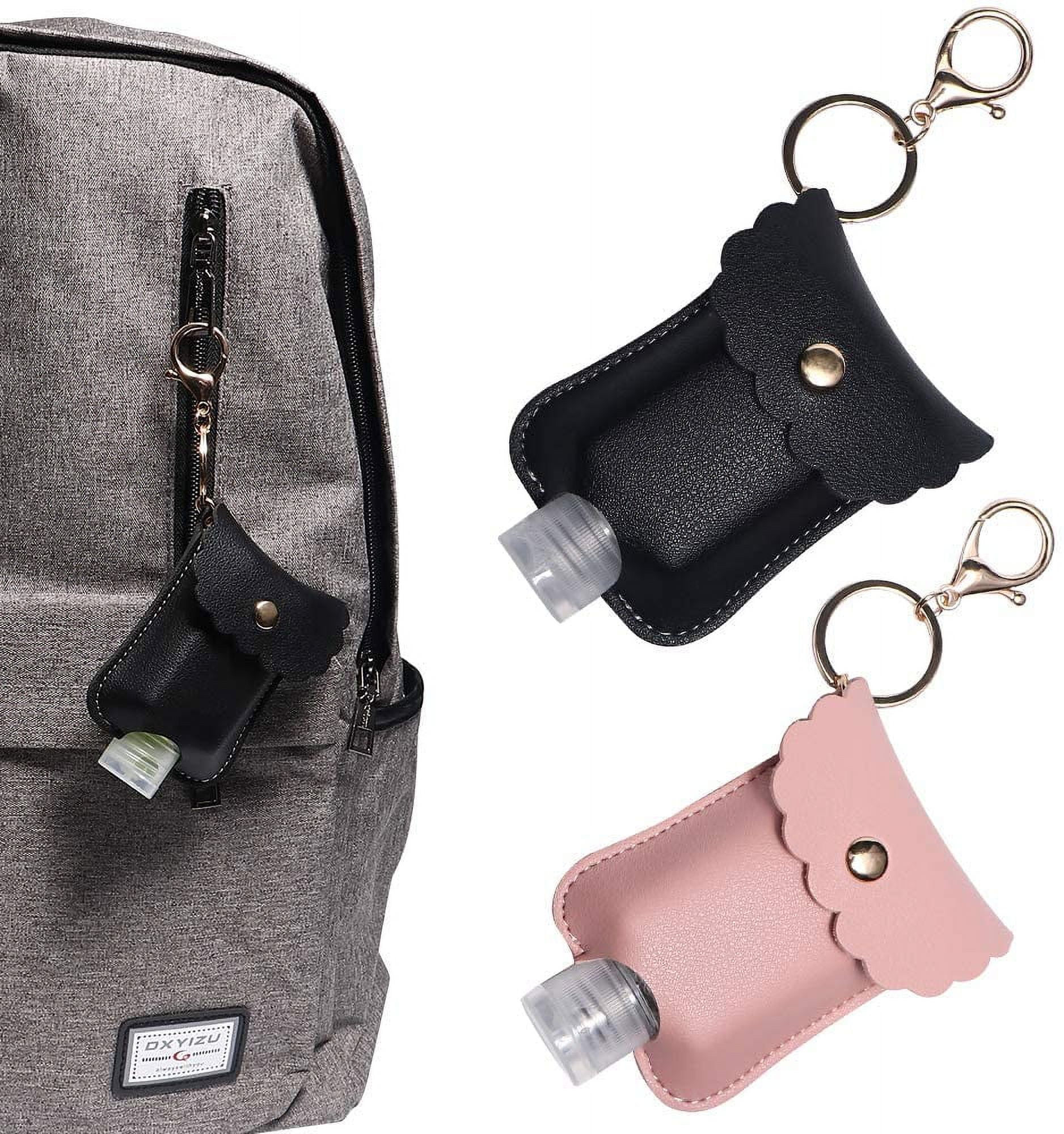 Travel Size Hand Sanitizer Holder,Bottle Case and Carabiner Carrier  bag-Portable Mini Waist Bag for Liquids Clip On Belt Loop, Backpack and  Purse - Includes Empty 60ml/ 2 oz . Reusable Bottle (Black) :