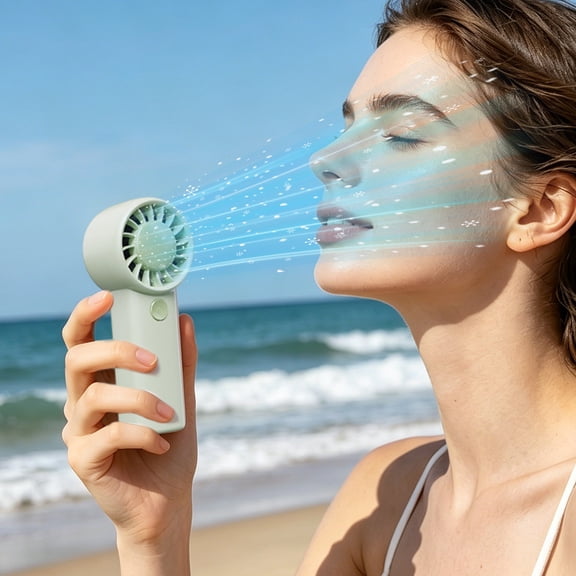 Portable Mini Handheld Fan 2-in-1 Handheld Desktop Pocket Fan 3 Speed Adjustable Bionic Turbine Blades Lightweight Compact Cooling Fan for Study Office Travel Outdoor Summer Use