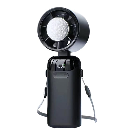 Portable Mini Handheld Fan With Ice Cooling,1-199 Speed USB Rechargeable Foldable Personal Fan For Travel, Office & Outdoor, Ultra-Portable(Black)