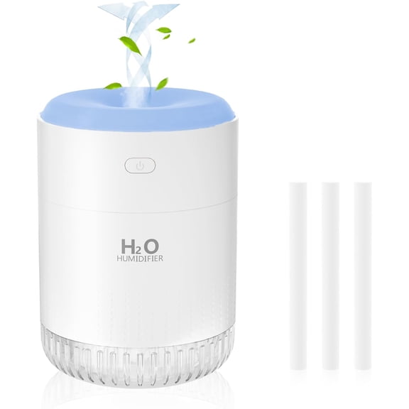 Portable Mini Humidifier, 500ML USB Personal Cool Mist Humidifiers for Bedroom Office Travel Desk, Whisper Quiet 20dB with 2 Mist Modes & Auto Shut-Off, Small Desktop HumidifierWSQ02 white