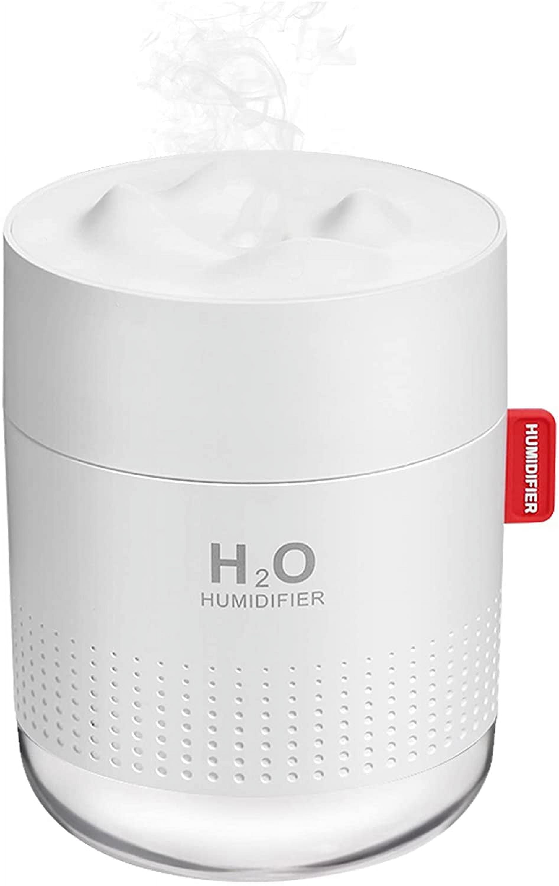 Portable Mini Humidifier, 500ml Small Cool Mist Humidifier, USB Personal Desktop Humidifiers for Baby Bedroom Travel Office Home, Auto Shut-Off, 2 Mist Modes, Super Quiet, White