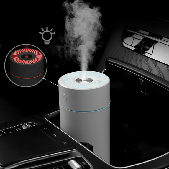 Portable Mini Humidifier for Bedroom, Office &amp; Travel - 320ml Cool Mist Humidifier with 2 Spray Modes, Auto Shut-Off, Quiet Operation (<18dB) &amp; Colorful LED Night Light - White, Pink or Black