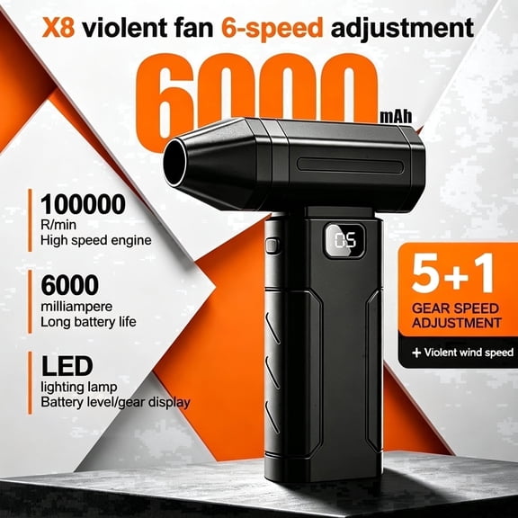 PIXNMO Cordless 2-in-1 Handheld Vacuum Cleaner, Blow & Suction, 6000mAh Rechargeable