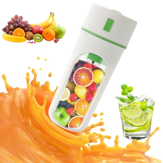 Portable Mini Juicer Cup | USB Rechargeable Blender Orange | 6-Blade High Fruit Rate | 480ml Capacity | Easy Clean Direct Drink | 1200mAh Battery | Lightweight Travel Juicing