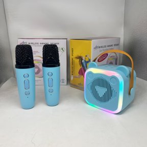 Portable Mini Karaoke Machine, Wireless Singing Speaker with 2 Wireless Microphones, Compact Karaoke Player for Family Parties, Perfect Birthday Gift