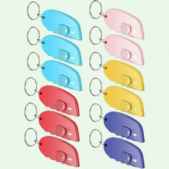 Portable Mini Keychain Box Cutter - 12 Pack Auto Retractable Blade