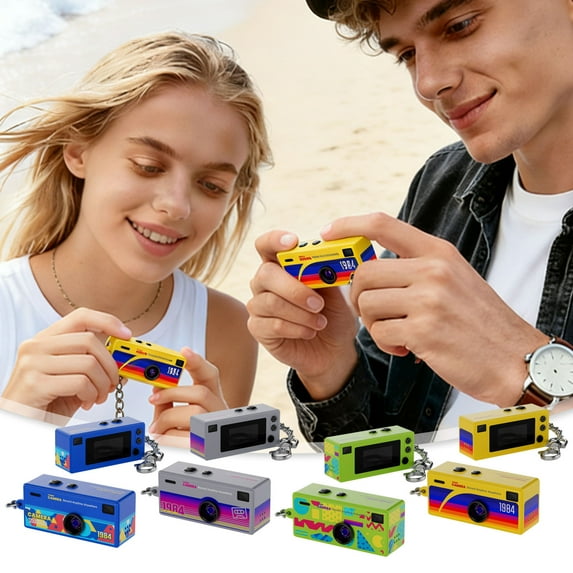 Portable Mini Keychain Camera, Retro Micro Cameras with 32GB Card & Card Reader & Adapter, Vintage Pocket Video Recorder for Travel & Vlog, USB-C Charging, Valentines Day Holiday Birthday Gift,Yellow