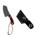 thumbnail image 1 of Portable Mini Knife With Damascus Pattern, 2.4Inch Compact Blade For Unboxing, With Leather Sheath And Keychain For Daily Use, Camping, Hiking, 1 of 8
