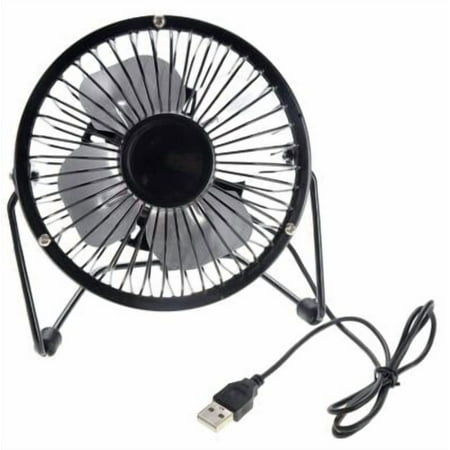 Portable Mini Metal USB Table Fan (Black) - Quiet, Compact Desk Cooling Solution