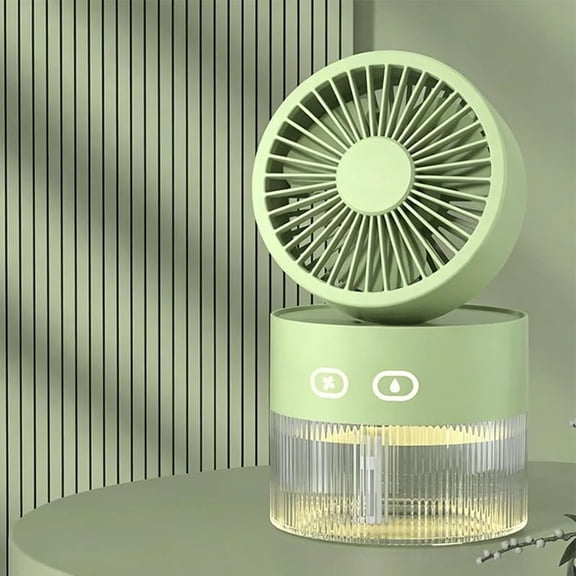Portable Mini Misting Fan 3 Speeds with Night LightBGreen