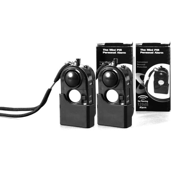 Portable Mini Motion Detor Alarm + 120DB Ear-Piercing Siren + SOS LED Light, Hotel Door Room Security Device for Female Women Kids Life Safety While Travelling Alone 2-Pack