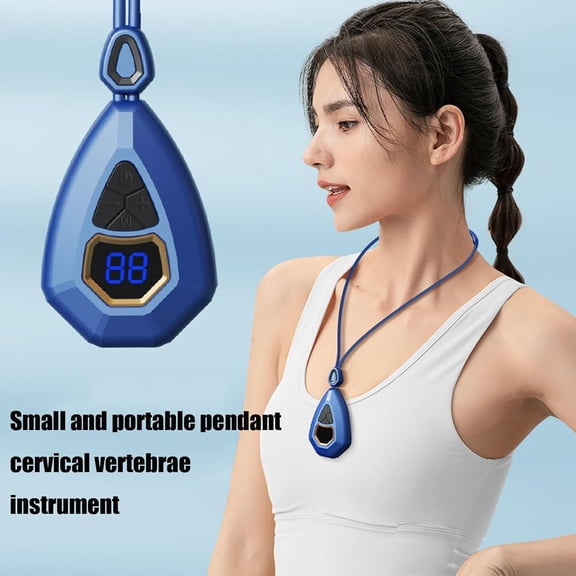 Portable Mini Neck Massager Pendant, Cordless EMS Pulse Neck Massage with 9 Modes, Silent Cervical Vertebra Relaxer for Home Office Travel