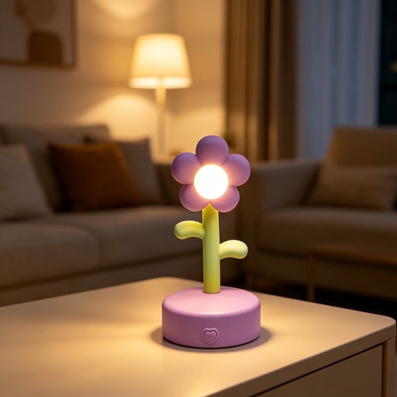Portable Mini Night Light with Flower Design, Soft Warm Glow for Bedroom Decor and Nighttime Comfort, Battery Operated Bedside Lamp for Relaxing Ambience
