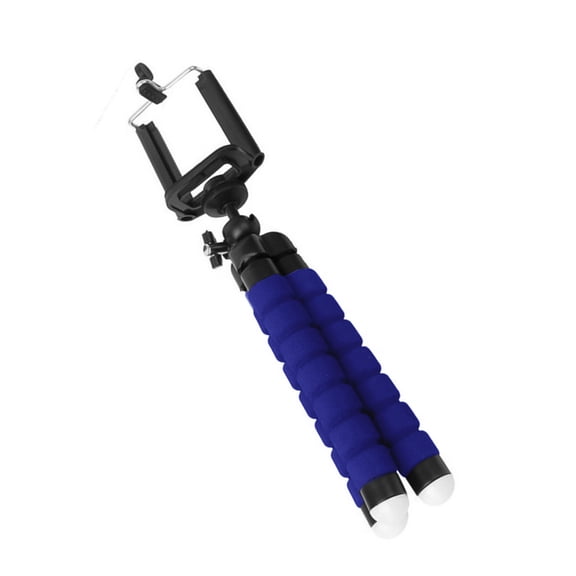 Portable Mini Octopus Tripod Stand with Universal Phone Holder for Live Streaming & Selfies, Flexible Adjustable Desktop Camera Mount, Blue (19 x 5 x 4 inches / 48.2 x 12.7 x 10.1 cm)