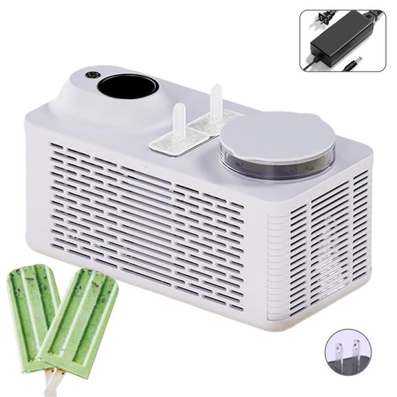 Portable Mini Popsicle Maker for Home and Camping, Dual Slot Electric Ice Machine Powered by Car Outlets or Indoor Sockets, Compact Desktop Treat Maker