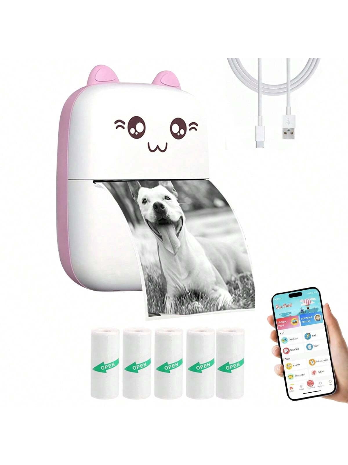 Portable Mini Printer Pocket Wireless Thermal Printer Inkless Sticker Maker Compatible With IOS Android For Labels Receipts Photos Notes School Home Office