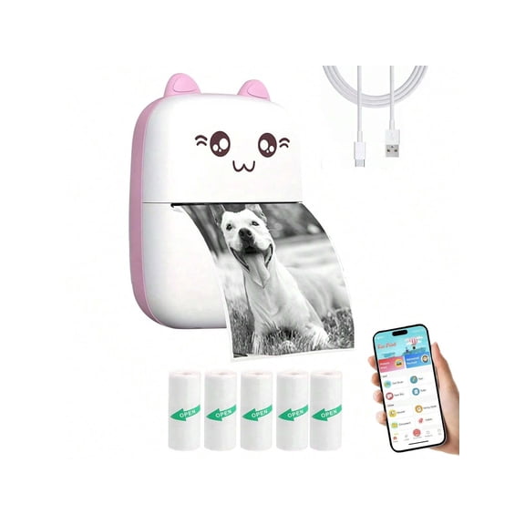 Portable Mini Printer Pocket Wireless Thermal Printer Inkless Sticker Maker Compatible With IOS Android For Labels Receipts Photos Notes School Home Office