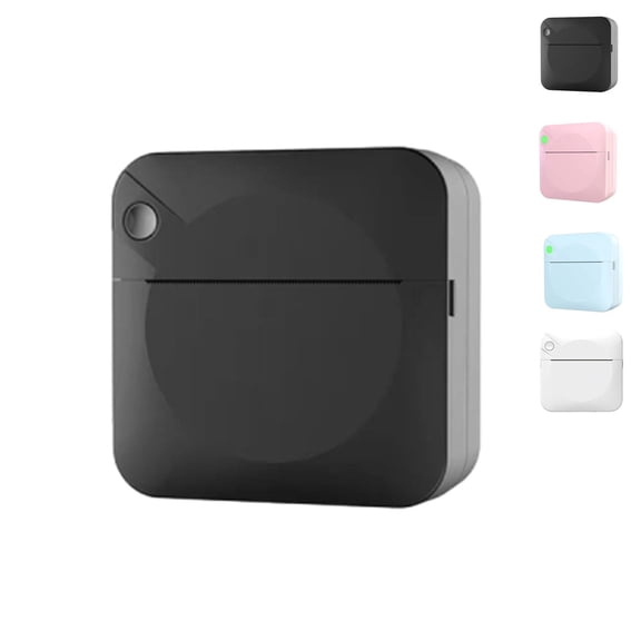 Portable Mini Printer, Sticker Printer, Portable Sticker Maker with1 Rolls Paper, Print Pod Inkless Thermal Printers, Journal, DIY (Black)