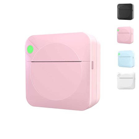 Portable Mini Printer, Sticker Printer, Portable Sticker Maker with1 Rolls Paper, Print Pod Inkless Thermal Printers, Journal, DIY (Pink)