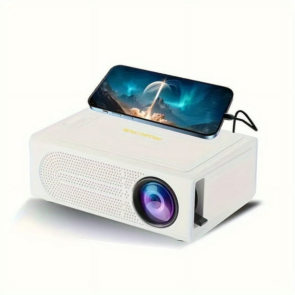 Portable Mini Projector, 1080P 4K Full HD Horizontal Correction, 120 Inch Display Smart Film And Television Projector Compatible With Phone/computer/TV Stick/HDMI/USB/Audio.(White)