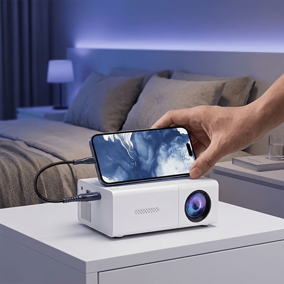 Portable Mini Projector 1080P HD, Compatible with iOS/TV Stick/USB/Laptop, Home Theater Projector with Mobile Screen Mirroring for Smartphone Tablet PC & Outdoor Movies