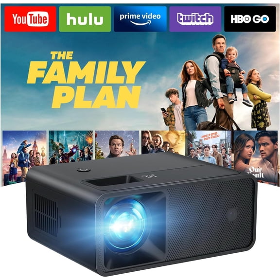 Portable Mini Projector White, 2025 Upgraded Full HD 1080P Projector, Movie Projector Compatible with iOS/Android Phone/Tablet/Laptop/PC/TV Stick/Box/USB