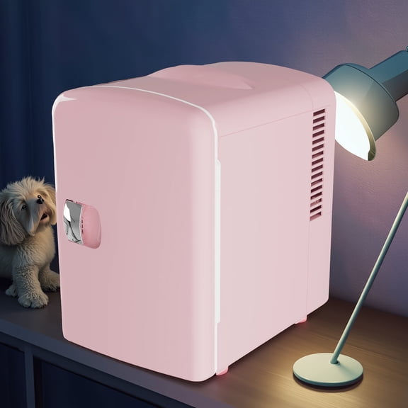 Portable Mini Refrigerator Cooler & Warmer - 4L/6-Can Capacity, 12V/110V AC/DC for Bedroom Office Car Dorm, Desktop Beverage & Skincare Fridge, Compact Mini Fridge
