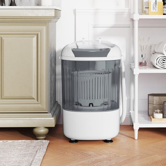 Portable Mini Semi-Automatic Washing Machine with Spin Tub, Drain Hose, 5.5 Lbs Capacity, Gray