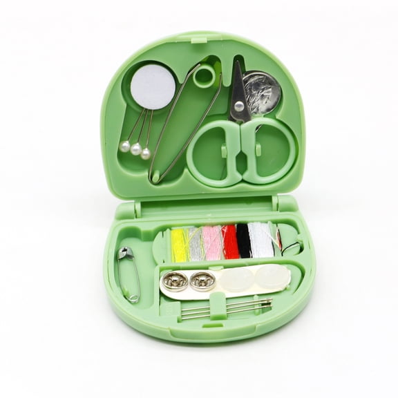 Portable Mini Sewing Box, Small Sewing Kit, Multi Function Sewing Tool Set, Perfect Gift for Beginner Sewers, Foldable DIY Sewing Supplies, Green