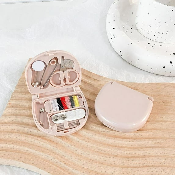 Portable Mini Sewing Kit | Outdoor & Travel Needle & Thread Box | Lightweight Compact Sewing Tool Set with Scissors, Pins & Buttons | 4.9x2.7x0.6in