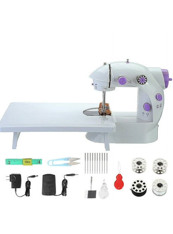 Portable Mini Sewing Machine, Double Speed Switch with Lamp Thread Cutter, Extension Table, Sewing Kit for Beginner Adult Kids Arts Crafts Household, Travel