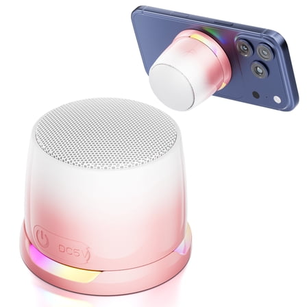 Portable Mini Speaker, Magnetic Bluetooth Speaker for Phone Stand & Kitche, Refrigerator, Anything Magnet, Gifts Pink-White